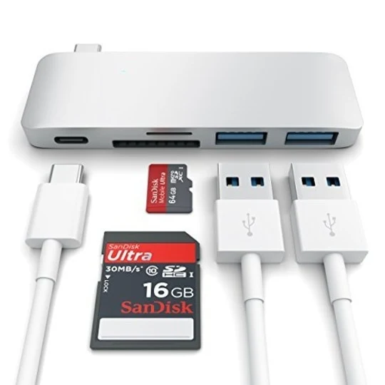 Satechi - Type-C USB Passthrough Hub per MacBook 12" - Silver