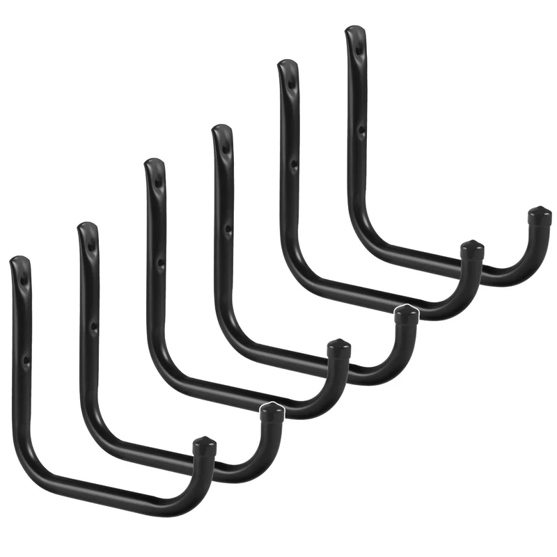 Set di 6 ganci da parete Maclean, per pneumatici, ruote, scale, biciclette, in acciaio, carico massimo 22 kg per gancio, MC-487