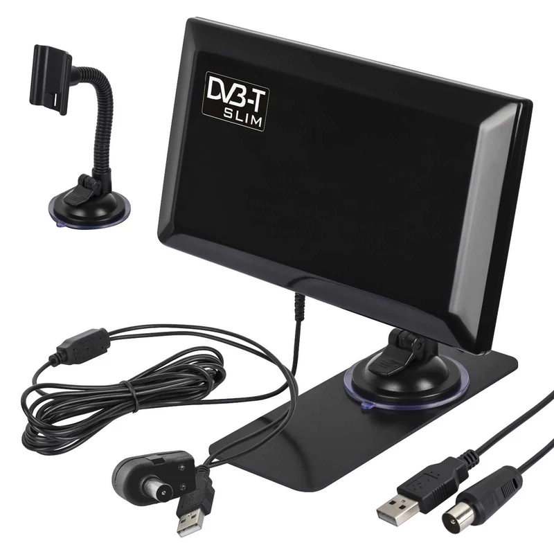 Antenna interna attiva Antenna amplificatore DVB-T DVB-T2 Antenna con amplificatore Staffa a ventosa USB 5V ...