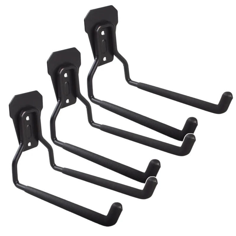 Supporto / gancio da parete Maclean, per pneumatici, attrezzi da giardino, scale, tubi flessibili, biciclette, in acciaio, carico massimo 35 kg, MC-440, 3 pezzi