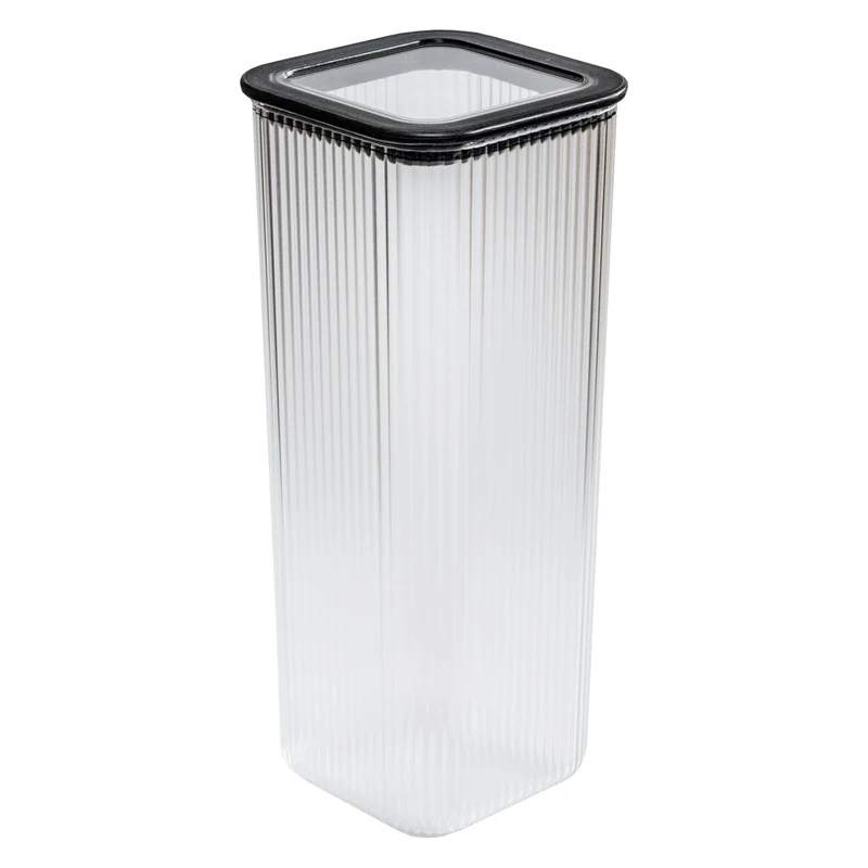 Contenitore da cucina Branq, per alimenti, 2,38 l, trasparente con guarnizione nera, Neroli