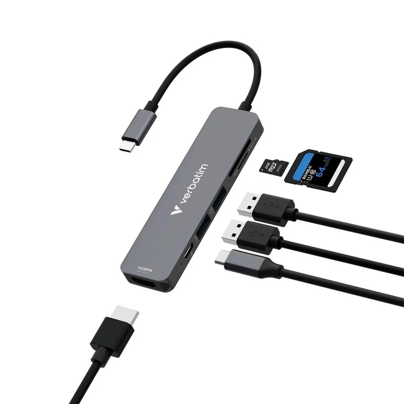 Verbatim 32156 hub di interfaccia USB 3.2 Gen 1 (3.1 Gen 1) Type-C 5000 Mbit/s Grigio [32156]