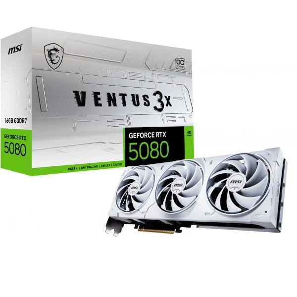 MSI VENTUS GEFORCE RTX 5080 16G 3X OC WHITE scheda video NVIDIA 16 GB GDDR7 [RTX508016GVENTUS3XOCWH]