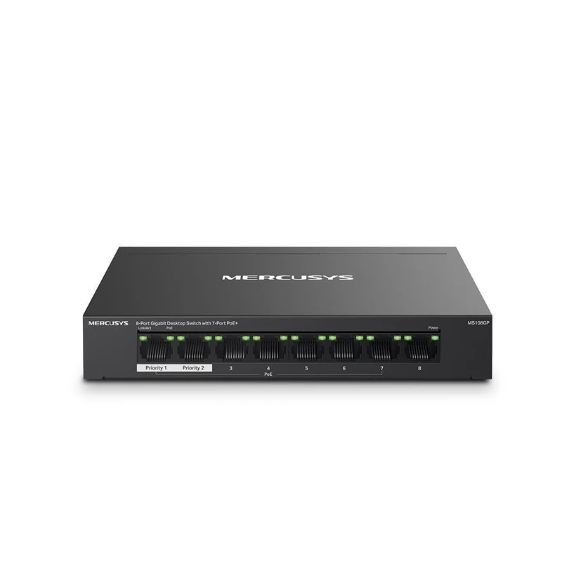 Mercusys MS108GP switch di rete Gestito Gigabit Ethernet (10/100/1000) Supporto Power over Ethernet (PoE) Nero [MS108GP]