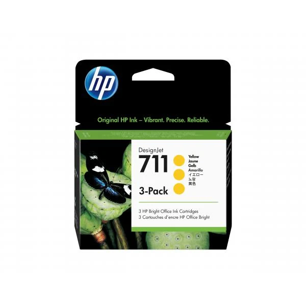 Hp 711 29ml Yellow DesignJet Ink Cartridge 3-Pack (CZ136A) [CZ136A]
