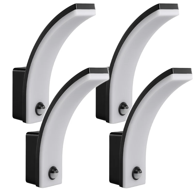 Lampada LED con sensore di movimento Maclean, sensore di movimento PIR, nero, 20W, IP65, 2000lm, bianco neutro (4000K) MCE512 B, 4 pezzi
