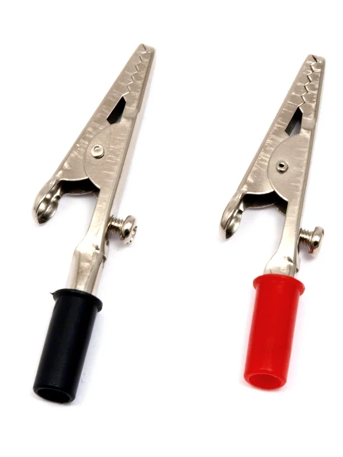 Fermaglio a coccodrillo con cavità a banana rossa e nera. Il set include 2 clip in coccodrillo nero e rosso