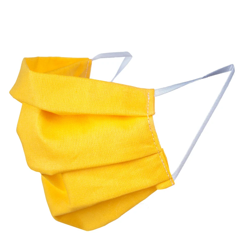 Una maschera protettiva riutilizzabile con un elastico di cotone - giallo