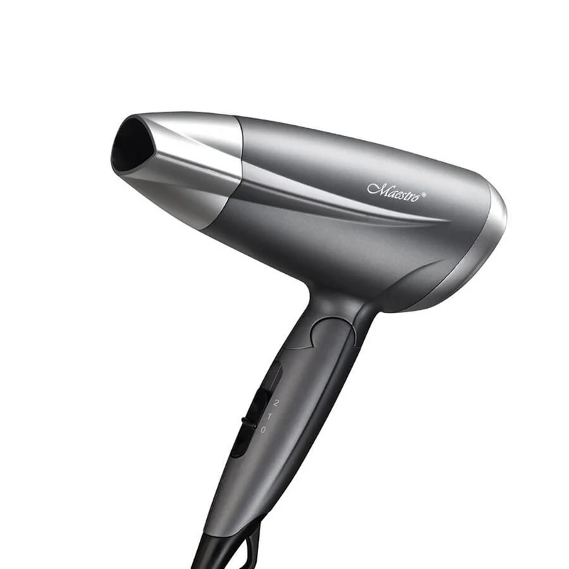 Asciugacapelli Maestro, potenza 1400W, manico pieghevole, 2 velocità dell'aria, concentratore, MR-207