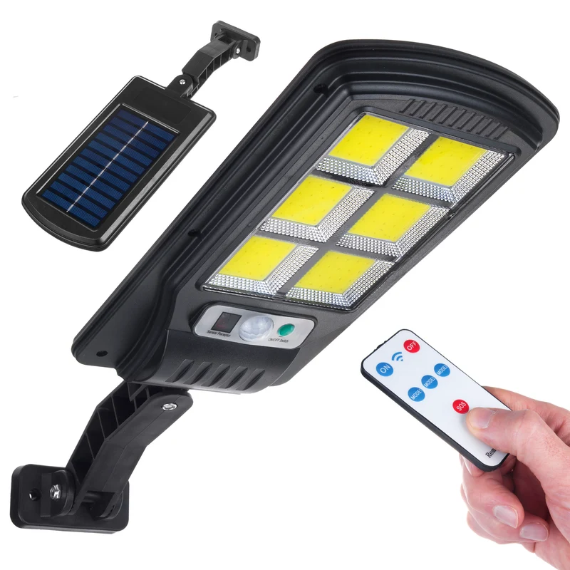 Maclean MCE446 Lampione solare con sensore di movimento e crepuscolare IP54 4W 400 Lumen 6500K Lampada solare telecomandata Lampada da parete per esterni Illuminazione esterna Lanterna stradale 3 modalità di illuminazione