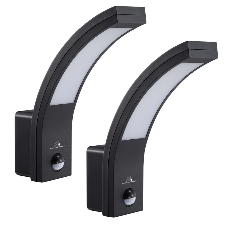 Rilevatore di movimento Maclean Lampada LED, sensore PIR, nero, 10W, IP54, 750lm, bianco neutro (4000K) MCE244 B, 2 pezzi