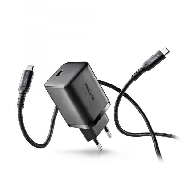 NGS BUD 65W-AC: Pack caricatore da parete USB-C con tecnologia GaN da 65W + cavo USB-C da 1,5 m + 4 [BUD65W-AC]