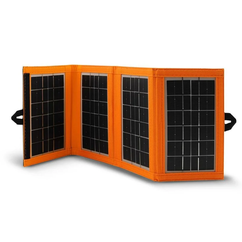 Pannello solare, caricatore, 6W, 1 porta USB, nero e arancione, A01