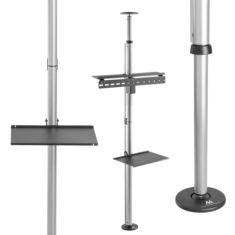 Maclean MC-791N Porta TV telescopico, soffitto e pavimento con mensola 37 "-70", max. 30 kg