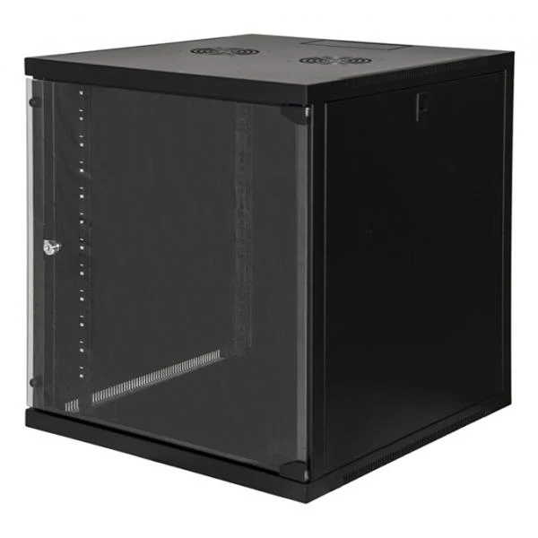 LINK Armadio Rack 19" 12 Unita' Da Muro (A)620X (L)540 X Profondita' 600 Mm. Colore Nero Porta Vetro [LK1912U66N]