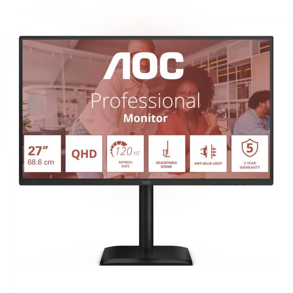 Aoc E4 Series - 27 inch - Quad HD IPS LED Monitor - 2560x1440 - 120Hz - Pivot - HAS [Q27E4U]