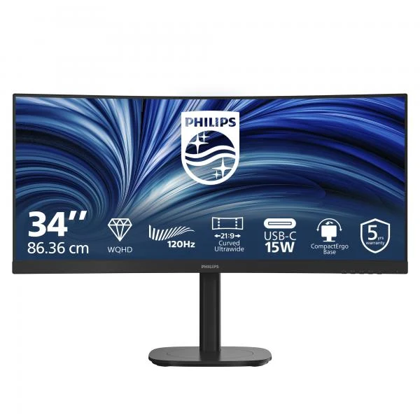Philips 34B2N3500C/00 Monitor PC 86,4 cm (34") 3440 x 1440 Pixel Wide Quad HD LCD Nero [34B2N3500C/00]