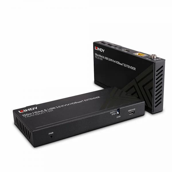 Lindy Extender HDBaseT Cat.6 KVM HDMI 4K60, USB 2.0 & IR, 150m [LINDY39384]