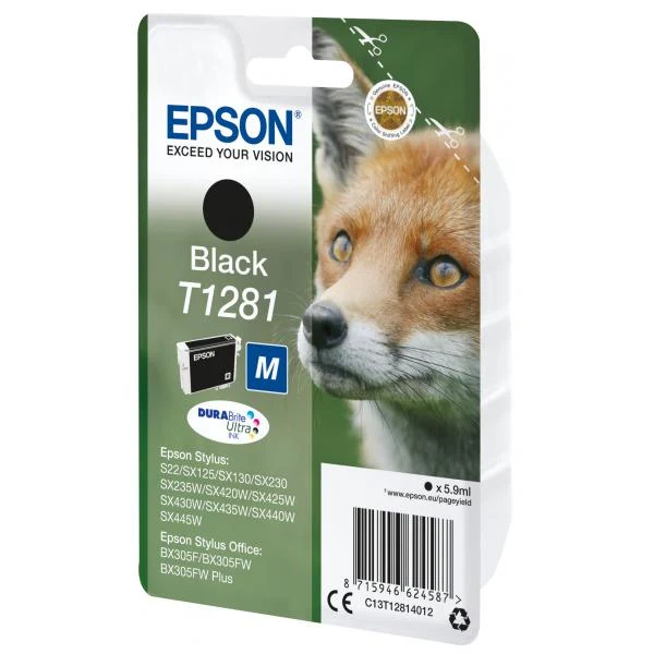 EPSON CART INK NERO STYLUS S22/SX125/SX420W/SX130, SERIE M VOLPE [C13T12814012]