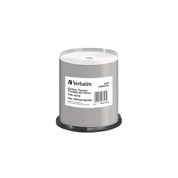 Verbatim CD-R Thermal Printable No ID Brand 700 MB 52x 100 pz [43718]