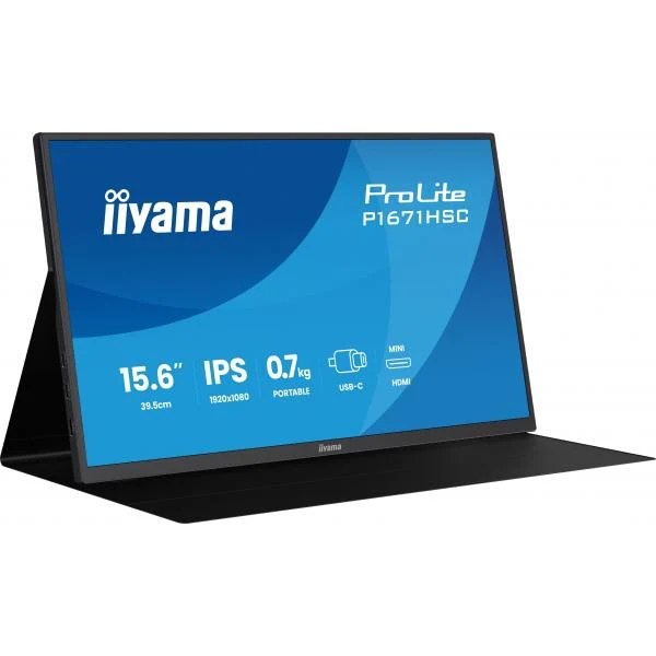 iiyama ProLite P1671HSC-B1 Monitor PC 39,6 cm (15.6") 1920 x 1080 Pixel Full HD LED Nero [P1671HSC-B1]