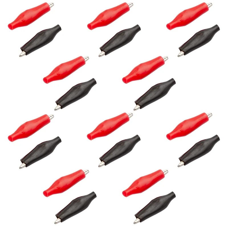Krokodilklemmen 28mm Elektroklemme mit Schutzisolierung in Rot und Schwarz