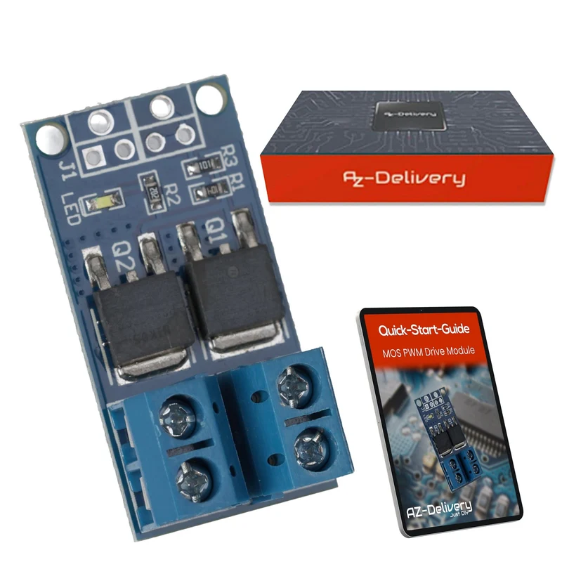 MOSFET PWM Regler Modul DC 5V-36V 15A, kompatibel mit Arduino - kompatibel mit Raspberry Pi, für Mikrocontroller, LED 12V, Solenoid, Motorsteuerung, Servo Motor, Schrittmotor, Netzteil, PWM Controller, Transistor