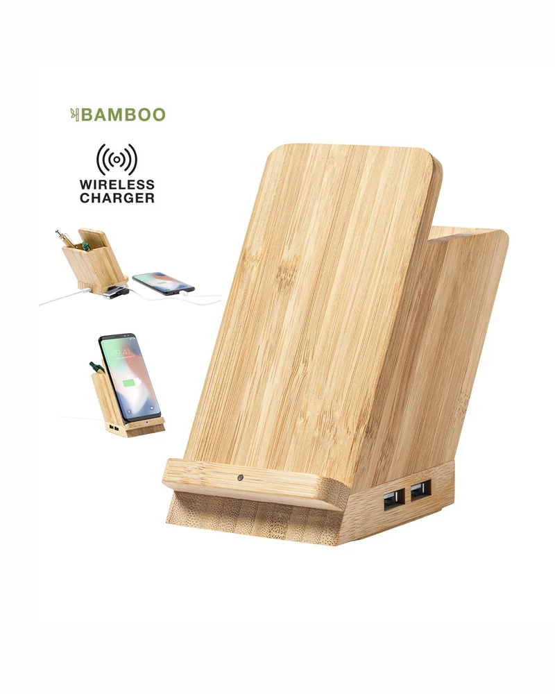 Portapenne con caricatore wireless bambù 31 1139