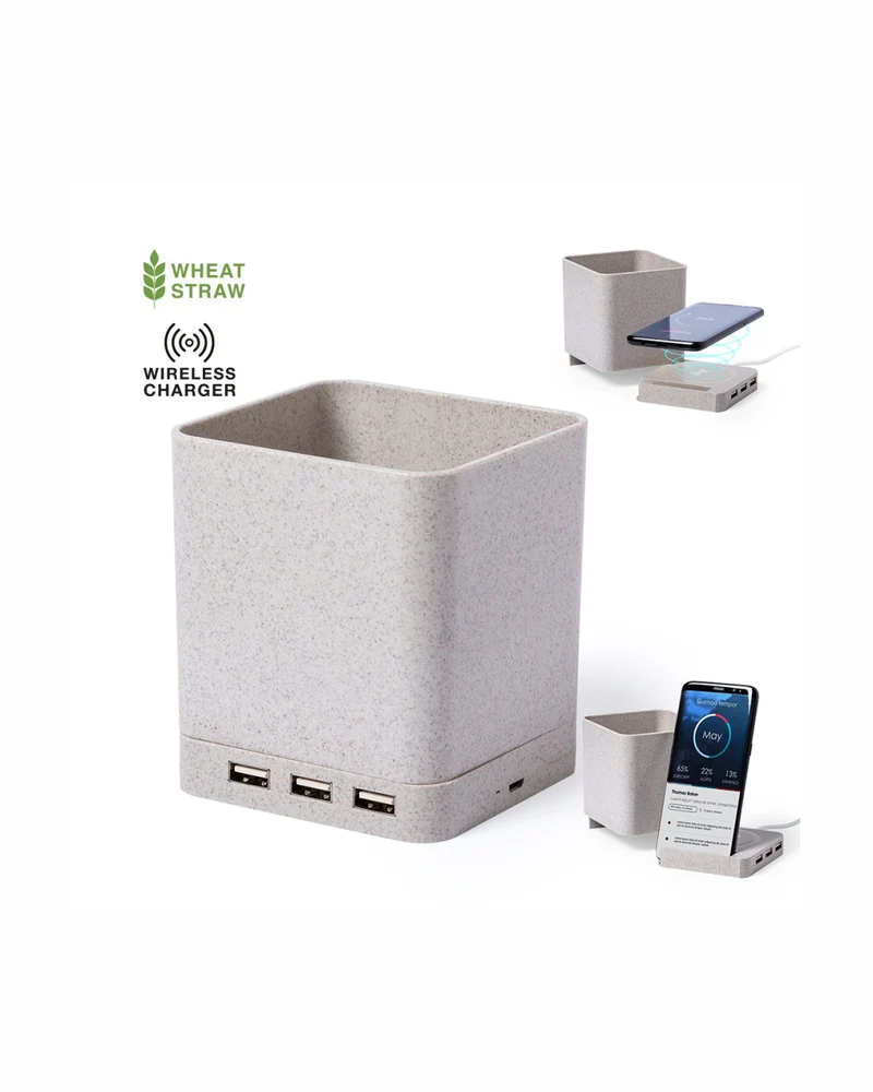 Portapenne con caricatore wireless in fibra di grano 31 6709