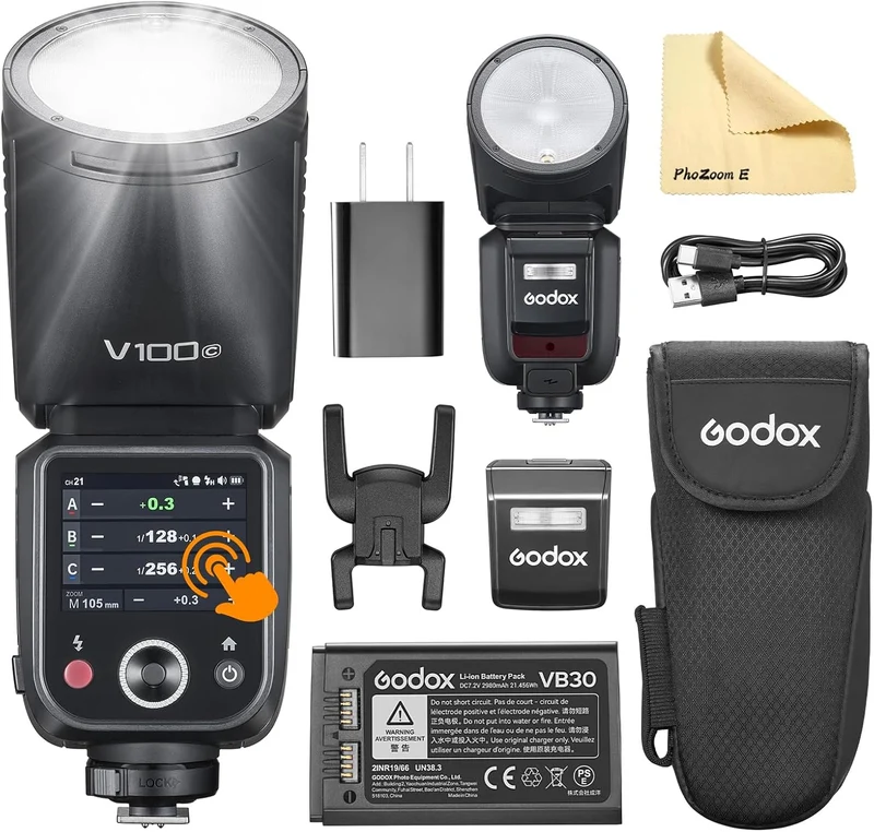 Godox V100 Testa Rotonda Flash 100w v100N V100S V100F V100O V100C Canon Sony Nikon Olympus Panasonic