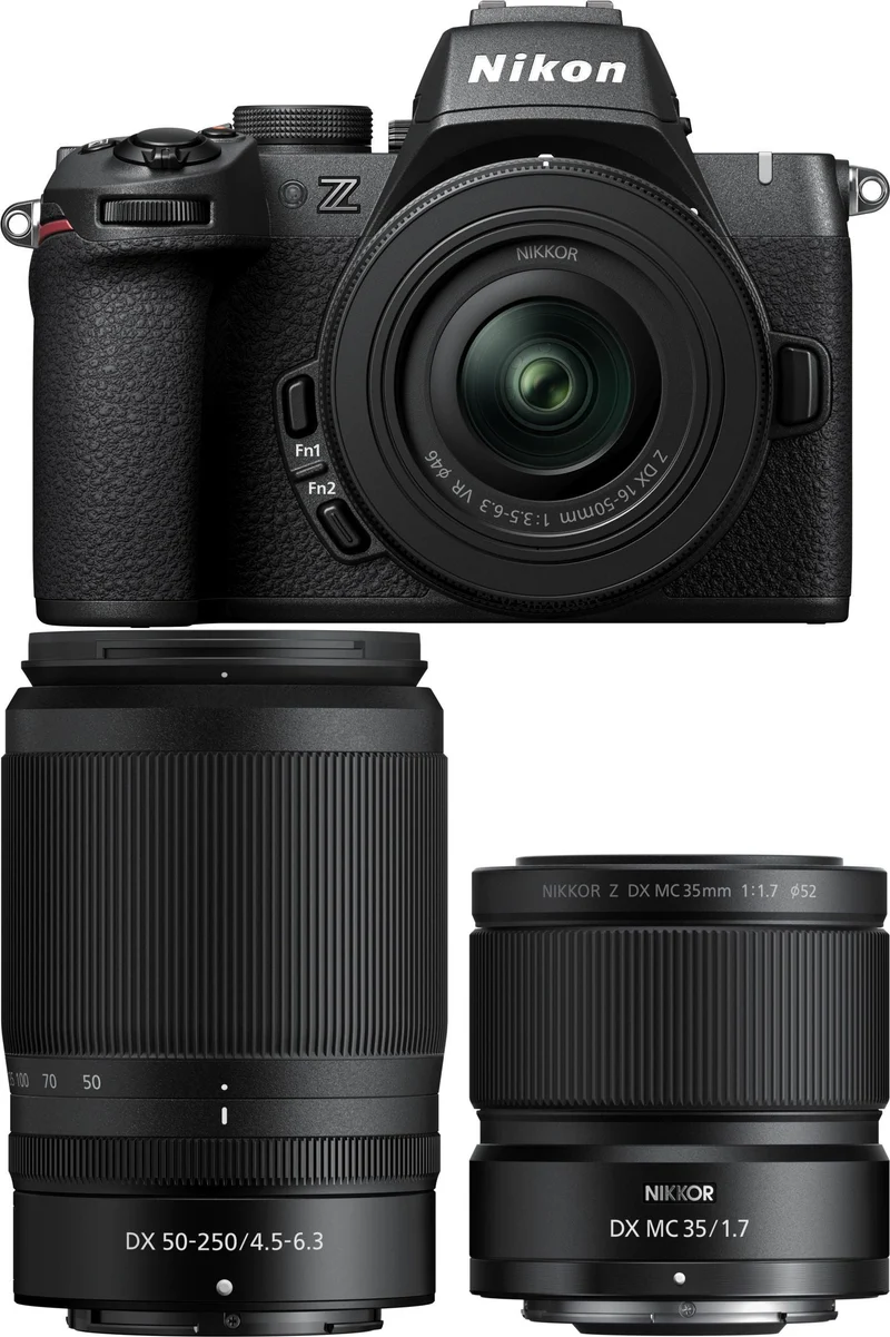 Nikon Z50II + Nikkor DX 16-50mm f/3.5-6.3 + 50-250mm + 35mm f/1.7 macro