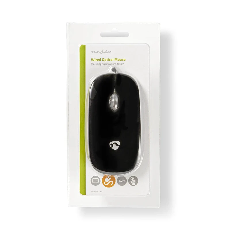 NEDIS Mouse cablato | Entrambe Le Mani | 1.20 m | Mouse Silenzioso 1.20 m Nero/Bianco