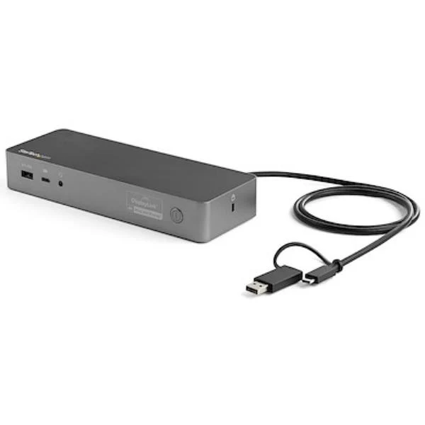 StarTech.com Docking station USB-C e USB-A - Docking station universale per portatili, doppio 4K DP e HDMI, 100W PD, Mac/Windows/Chrome OS, Hub 4x USB 5Gbps, GbE