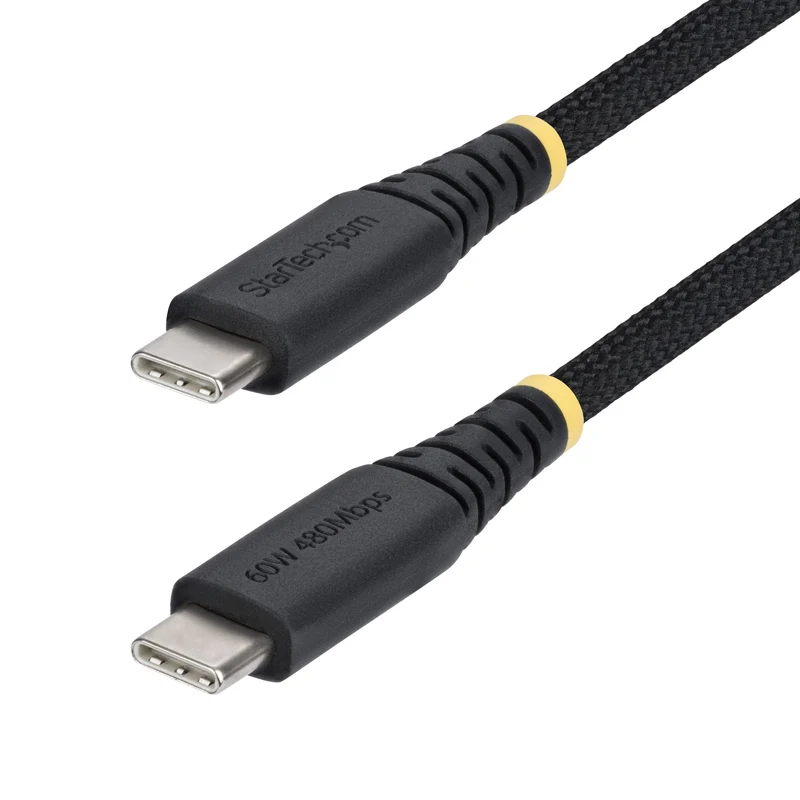 StarTech.com Cavo USB-C da 30cm, 60W (3A) PD, Guaina con Doppio Strato in Nylon Intrecciato, Robusto Cavetto USB 2.0 in TPE per la Ricarica del Laptop