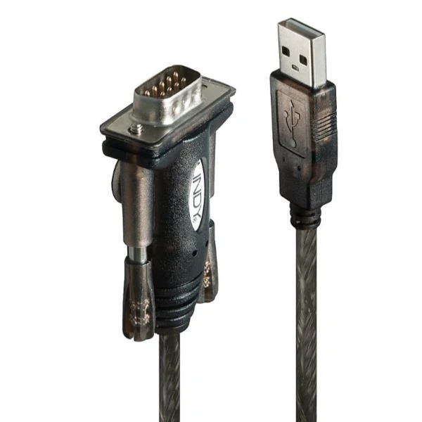 Lindy 42855 cavo seriale Grigio, Trasparente 1,5 m USB tipo A RS-232