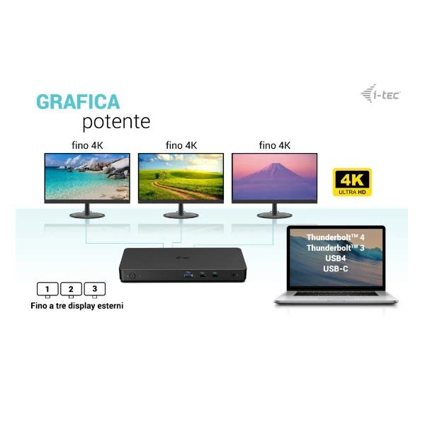 i-tec USB-C Triple Display Docking Station Gen 2 Pro + Power Delivery 100W