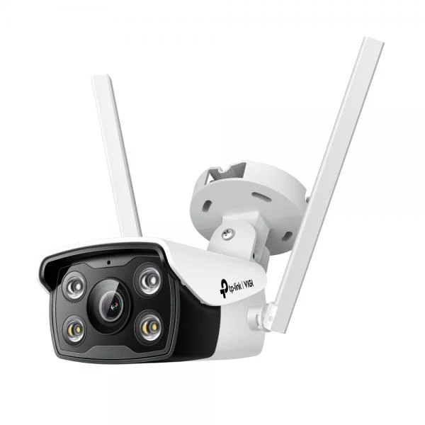 TP-Link - 4MP Outdoor Full-Color Wi-Fi Bullet Network Camera SPEC:2.4G 150Mbps, 2*2 MIMO, H.265+/H.265/H.264+/H.264, 1/3" Progressive Scan CMOS, Color/0.005 Lux@F1.6, 0 Lux with IR/White Light, 25fps [VIGIC340-W(4mm)]