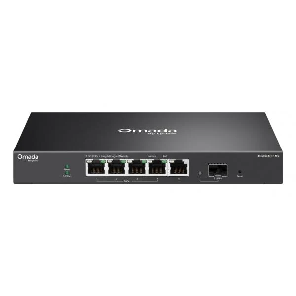 TP-Link ES206XPP-M2 switch di rete Gestito L2 2.5G Ethernet (100/1000/2500) Supporto Power over Ethernet (PoE) Montaggio da desktop/parete Nero [ES206XPP-M2]