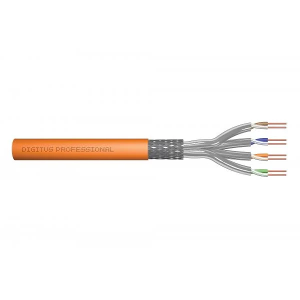 Digitus CAT 7 S-FTP installation cable - 1200 MHz Dca (EN 50575) - AWG 23/1 - 100 m drum - sx - orange [DK-1743-VH-1]