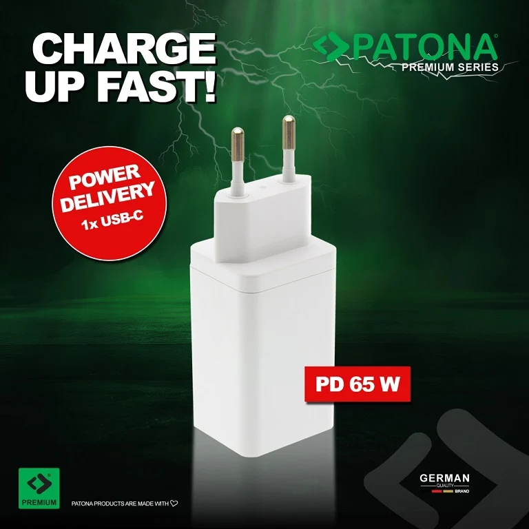 PATONA PREMIUM GAN PD65W ADAPTER WHITE 1XUSB-C PD3.0 QC3.0