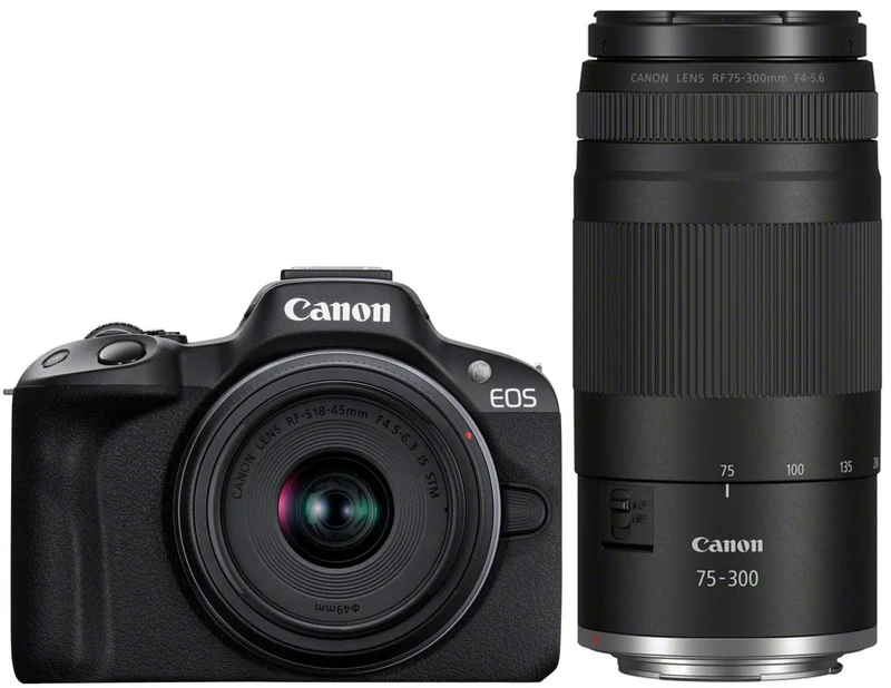Canon EOS R50 black + 18-45mm IS STM + RF 75-300mm f/4.0-5.6