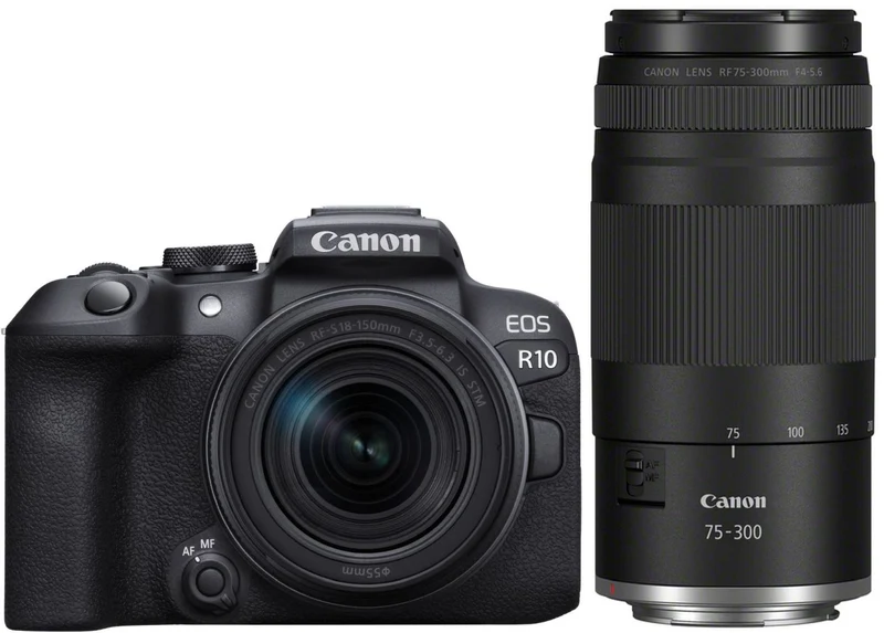 Canon EOS R10 + RF-S 18-150mm f/3.5-6.3 + RF75-300mm f/4.0-5.6