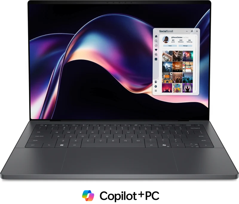 DELL XPS 14 DA14260 Copilot+ PC Intel Core Ultra X7 358H Computer portatile 35,6 cm (14") Touch screen 2.8K 32 GB LPDDR5x-SDRAM 1 TB SSD Wi-Fi 7 (802.11be) Windows 11 Pro Grafite Italiano