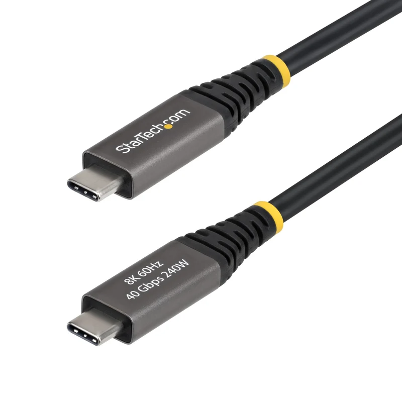 StarTech.com Cavo USB4 da 2m, 40 Gbps, Cavo USB-C Attivo, 240W PD, 8K 60Hz / 4K 240 Hz DP2.1 DP40, Rivestimento in TPE, Compatibile con Thunderbolt 4 - Nero