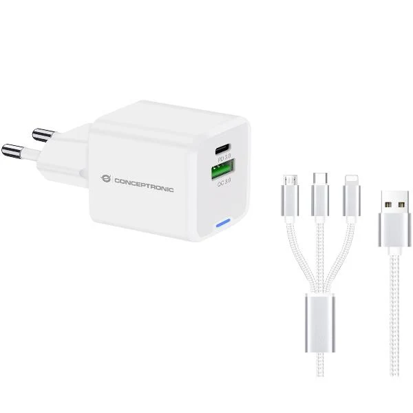 Conceptronic ALTHEA16W Caricabatterie per dispositivi mobili Universale Bianco AC Ricarica rapida Interno