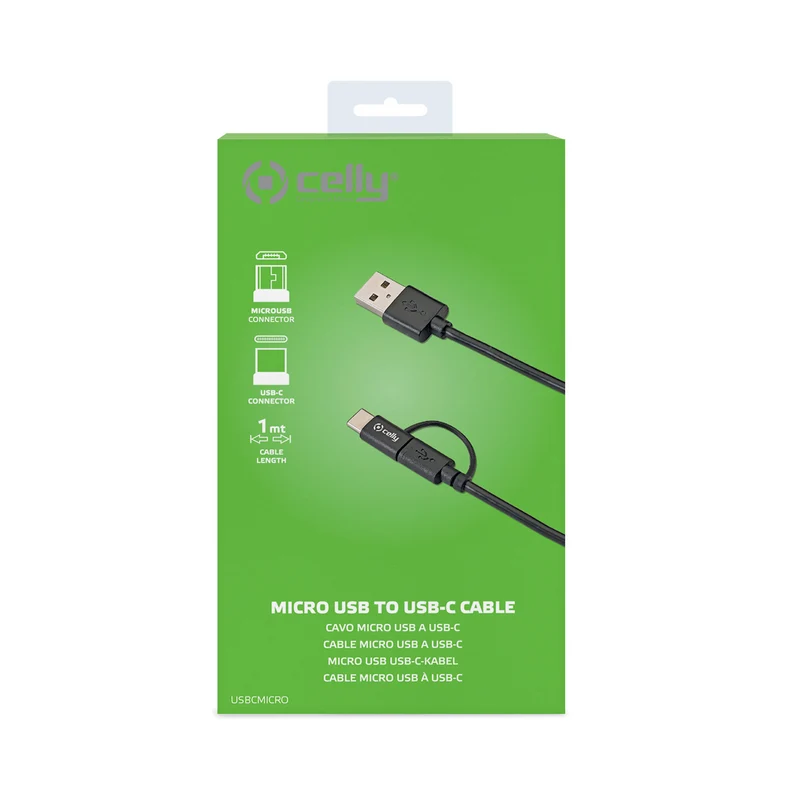 Celly USBCMICRO cavo USB USB A USB C/Micro-USB B Nero