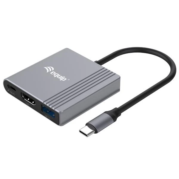 Equip Adattatore 3 in 1 da USB-C a HDMI / USB-A / USB PD, 4K/60Hz, 100W USB PD