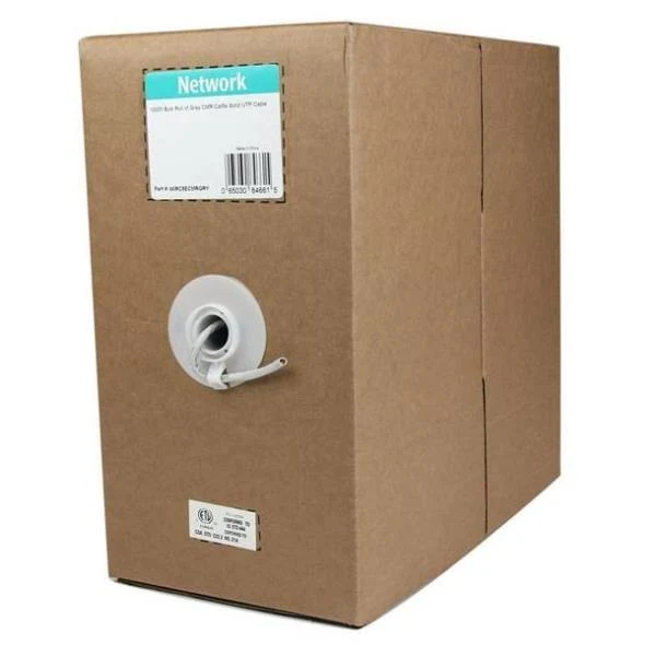 StarTech.com Matassa di cavi LAN Cat5e solidi UTP da 305 m - Bobina di rete ethernet RJ45 - Cavo Ethernet Sfuso Cetificato CMR - Grigio - Conforme TAA