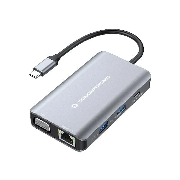 Conceptronic DONN21G replicatore di porte e docking station per laptop Cablato USB 3.2 Gen 1 (3.1 Gen 1) Type-C Grigio