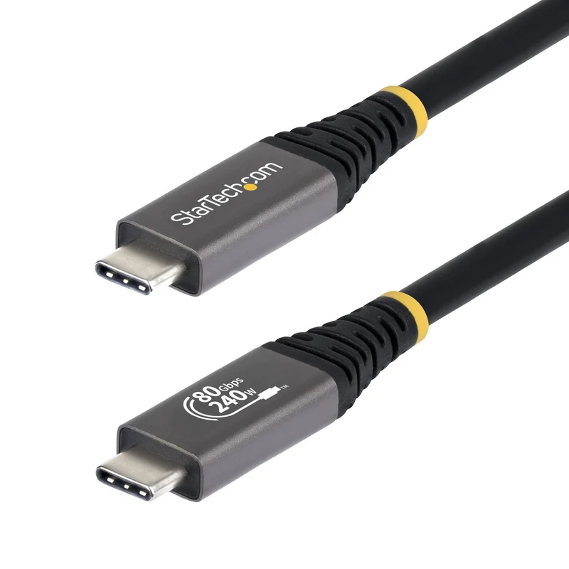 StarTech.com Cavo USB4 da 1,5 m, Cavo USB-C Certificato USB-IF, 80Gbps, PD 240W, 8K 120Hz / 4K 240Hz DP2.1 DP80, Cavetto Tipo-C compatibile Thunderbolt 4
